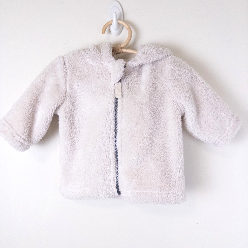 Hanna Andersson Marshmellow Fleece Bear Hoodie Jacket Cream Baby Sz‎ 3-6m